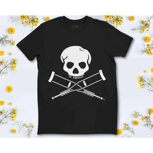 Mtv Jackass Skull And Crutches Logo T Shirt